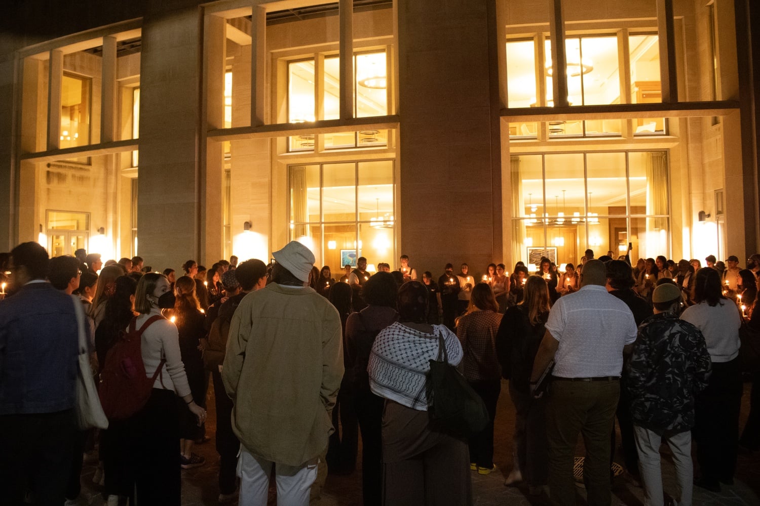 More than 200 students participated in a candlelight vigil on Tuesday evening following the program in Wasserstein Hall.