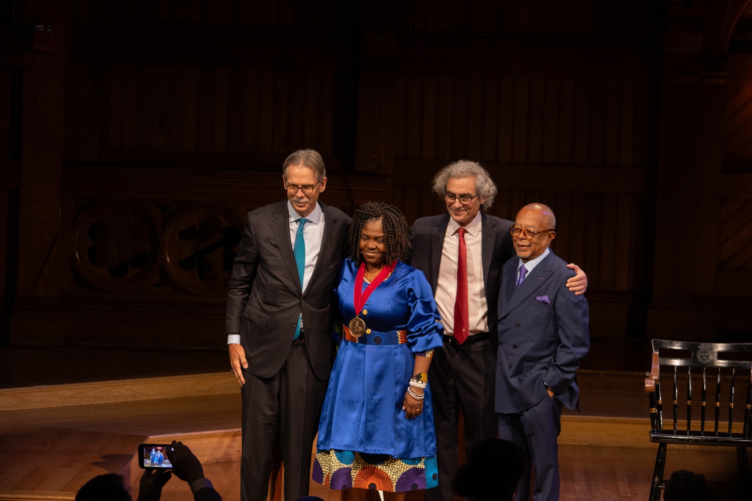 Colombia Vice President Francia Márquez Mina, second from left, poses for a photo after receiving the W.E.B. Du Bois Medal.