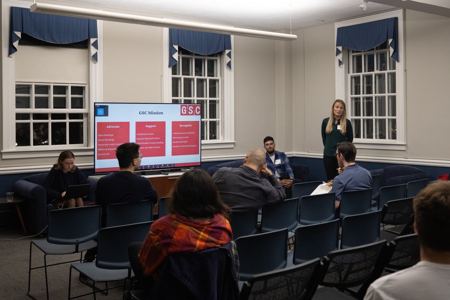 The Graduate Student Council meets in Lehman Hall on Wednesday evening.