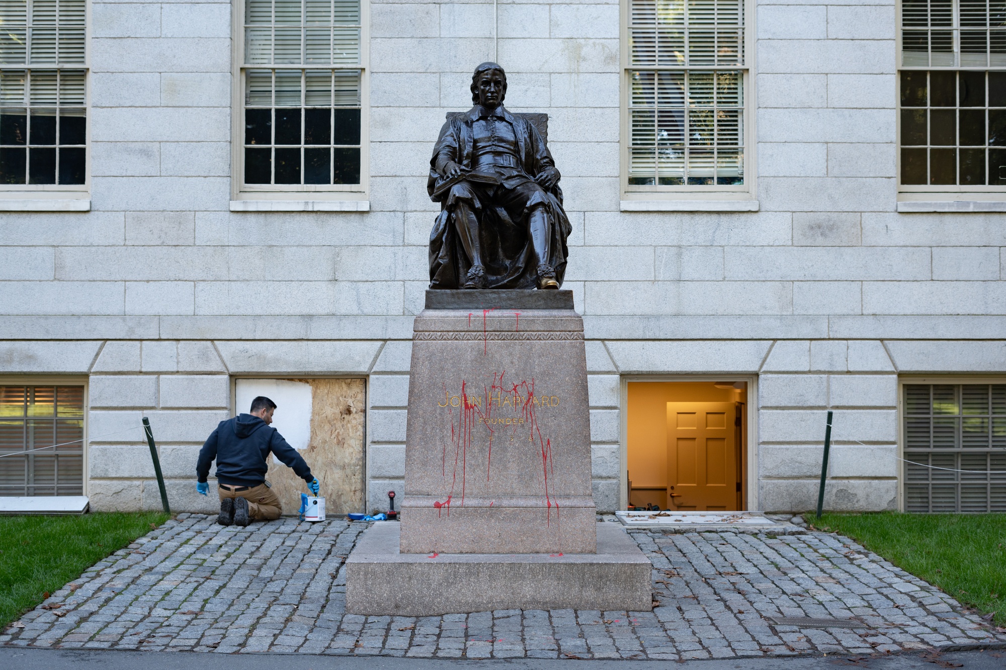 Windows Smashed, John Harvard Statue Vandalized in Act of ‘Palestinian ...