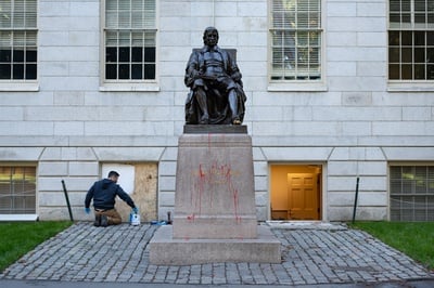 Cover image for Windows Smashed, John Harvard Statue Vandalized in Act of ‘Palestinian Resistance’