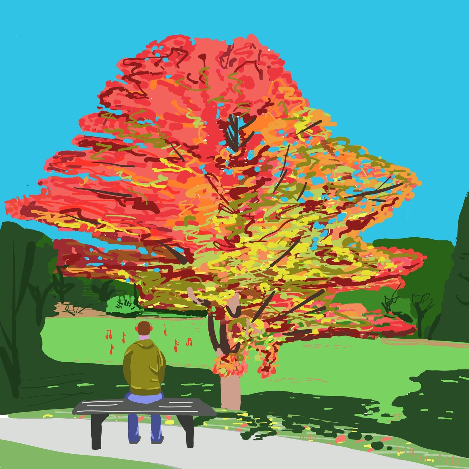 Fall scenery is always better with some tunes.