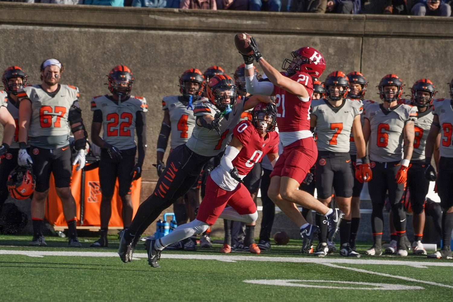Junior Safety Ty Bartrum intercepts the ball in the second quarter.