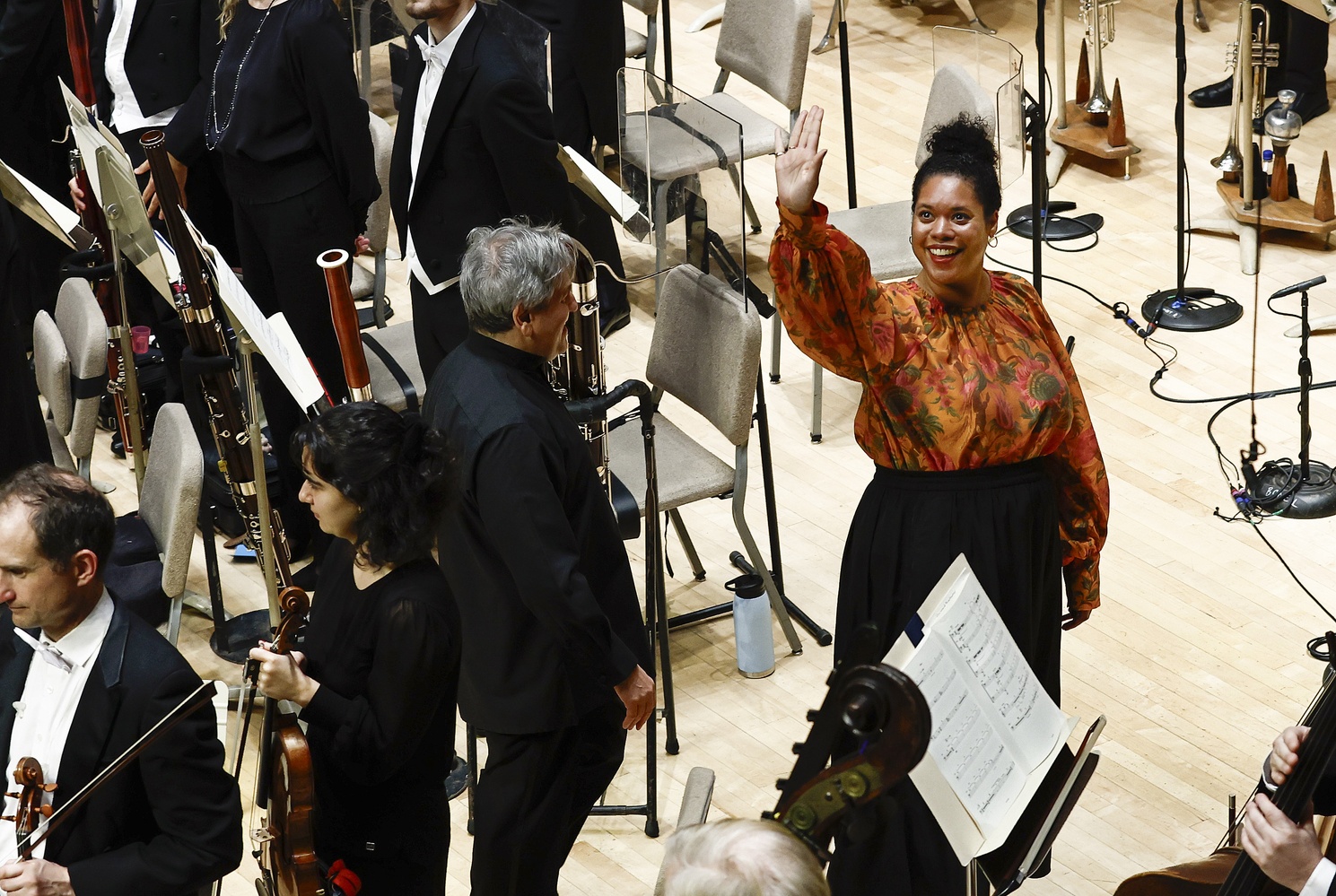 Ovation for Antonio Pappano and composer Hannah Kendall at the Boston Symphony Orchestra.