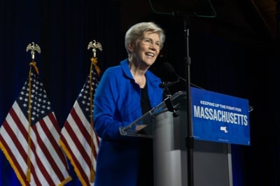 Cover image for Elizabeth Warren Glides to Victory, Returns to Senate for Third Term