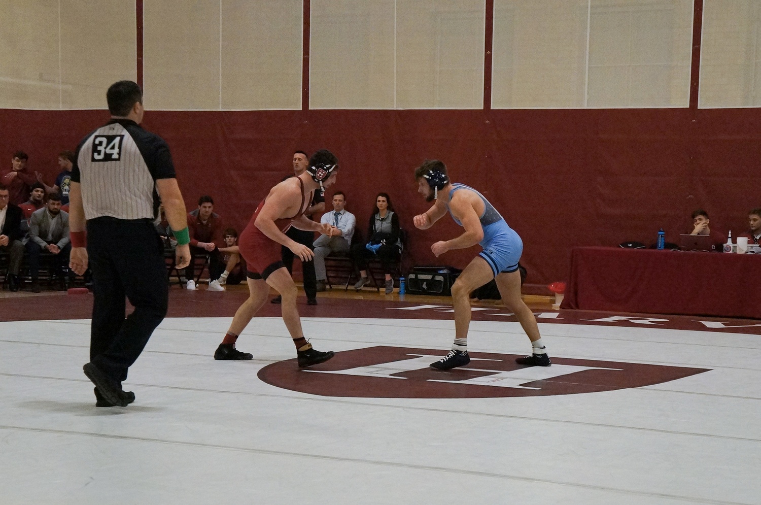 Phil Conigliaro eyes his opponent at a duel match against Columbia in February. Harvard wrestling entered its post-Conigliario period with the start of the season last Sunday.