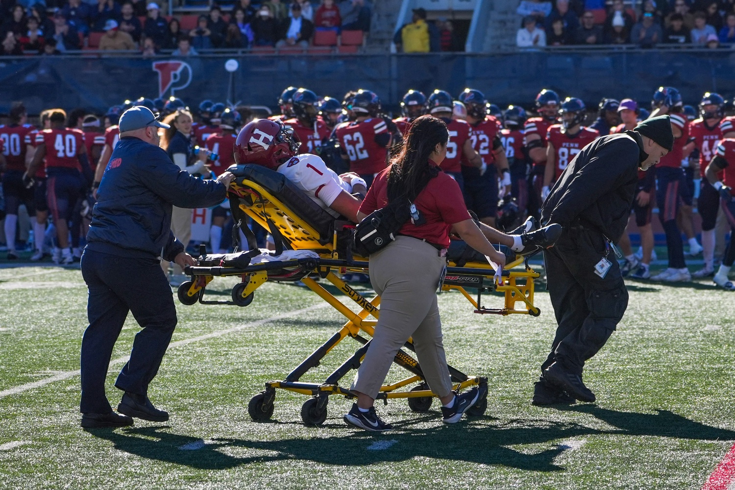 Junior quarterback Jaden Craig was stretchered off the field after taking a massive hit during the first quarter against the University of Pennsylvania.