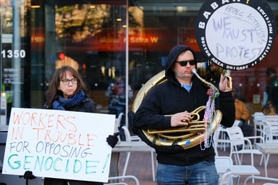Cover image for HUCTW Members Rally In Support of Union and Pro-Palestine Activists