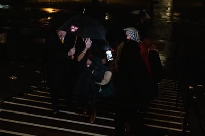 Cover image for Pro-Palestine Protesters Heckle Harvard Donors Attending Annual Dinner With Garber
