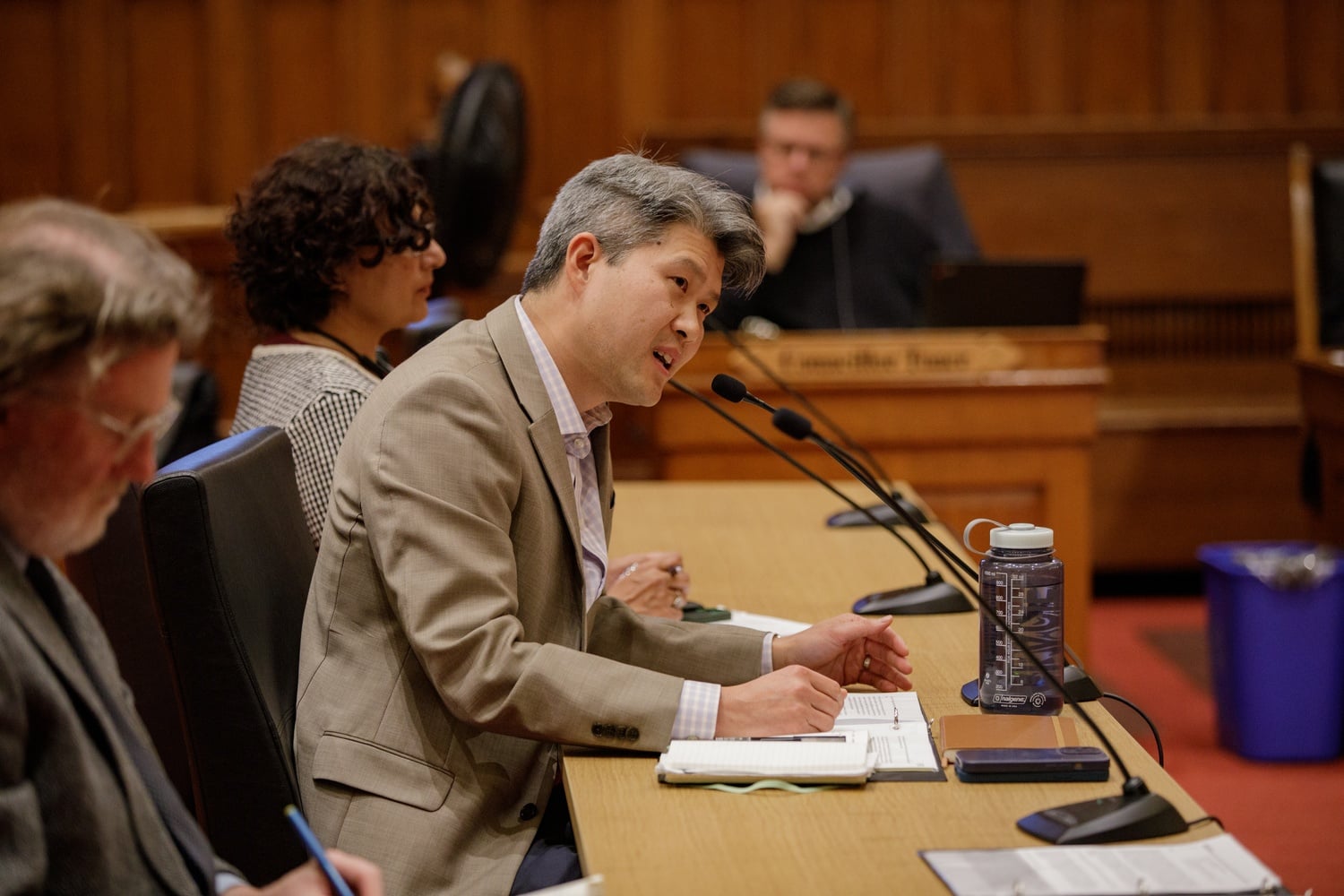Cambridge City Manager Yi-An Huang speaks at a November Council meeting.