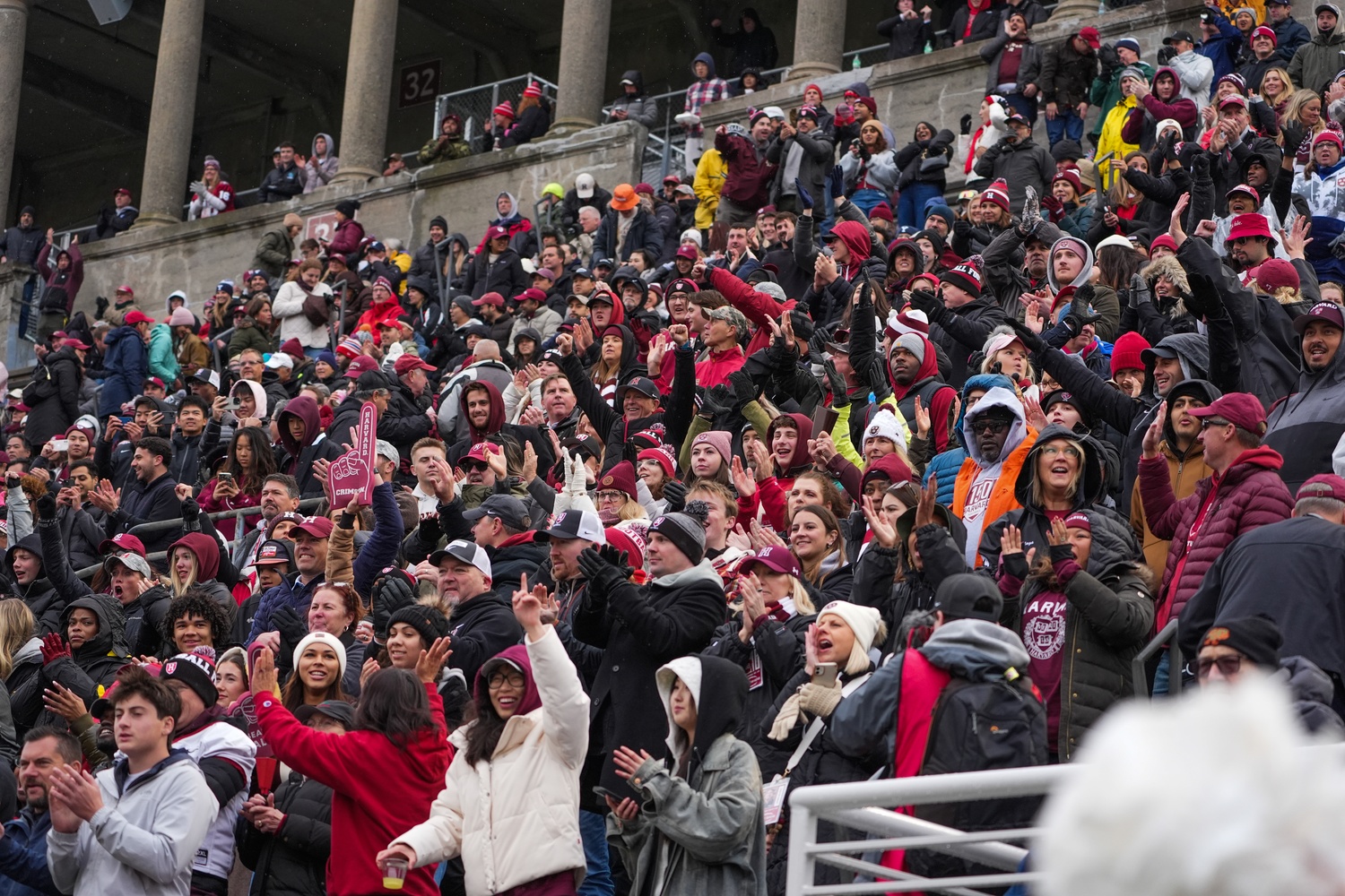 Fans filled the stands of the Harvard Stadium for the annual playing of The Game Saturday. In the week leading up, the College hosted several spirit events, which students said featured long lines and a shortage of merchandise.