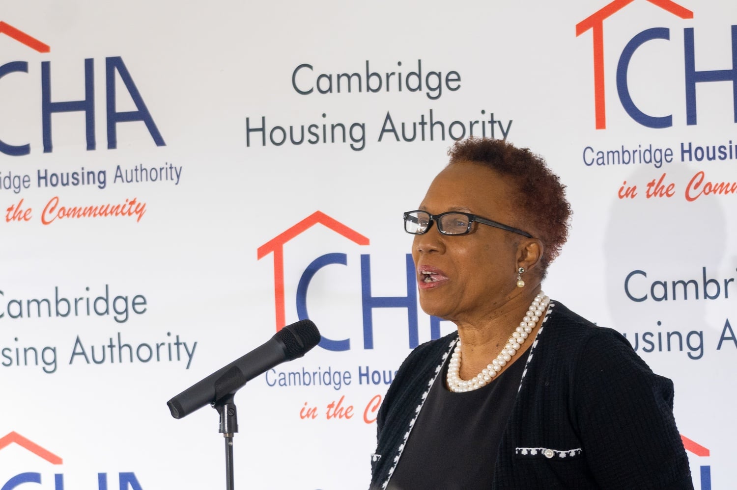 Simmons speaks at a groundbreaking ceremony in October for a project to develop 278 affordable housing units in Cambridge's Jefferson Park. Simmons has a unique affinity for efforts to increase the city's affordable housing stock.