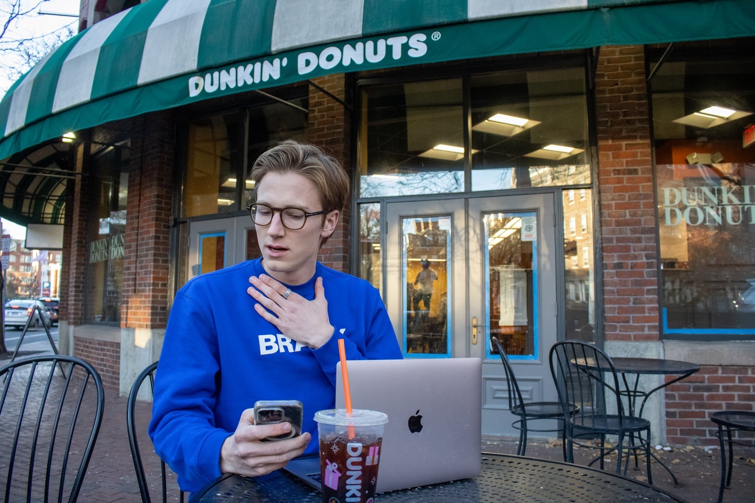 “There is nothing, nothing more beautiful than being online,” says Brady M. Connolly '25. “If you have a complaint, you can shout it into the void.”