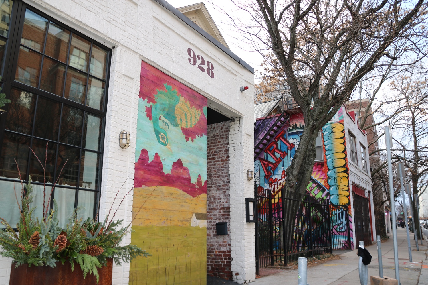 A mural of quiet, peaceful farm scenes adorns the pathway into the space, offering early hints at the restaurant’s emphasis on the local and fresh.