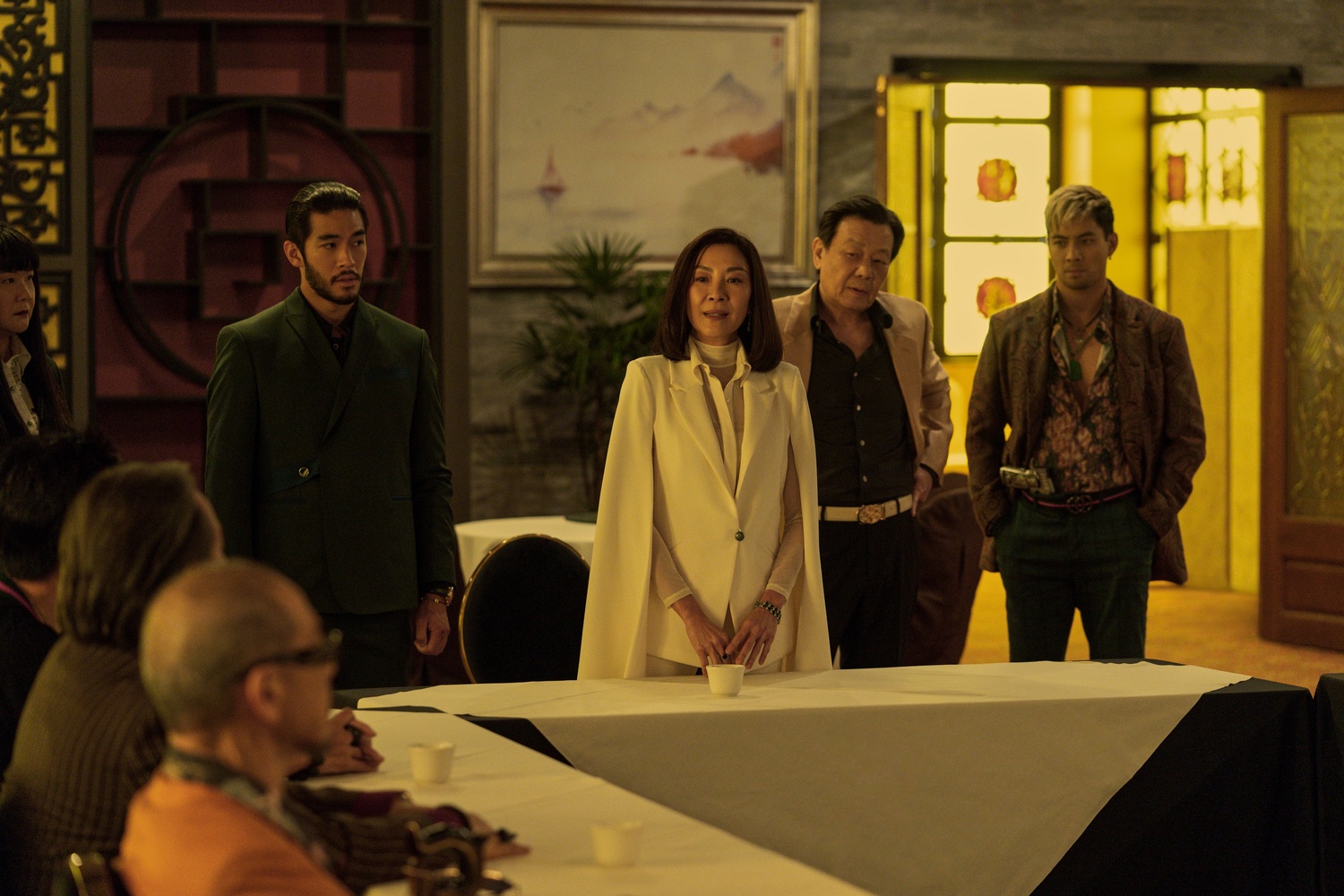 Justin Chien, Michelle Yeoh, Johnny Kou, and Yoshi Sudarso in season one of "The Brothers Sun."