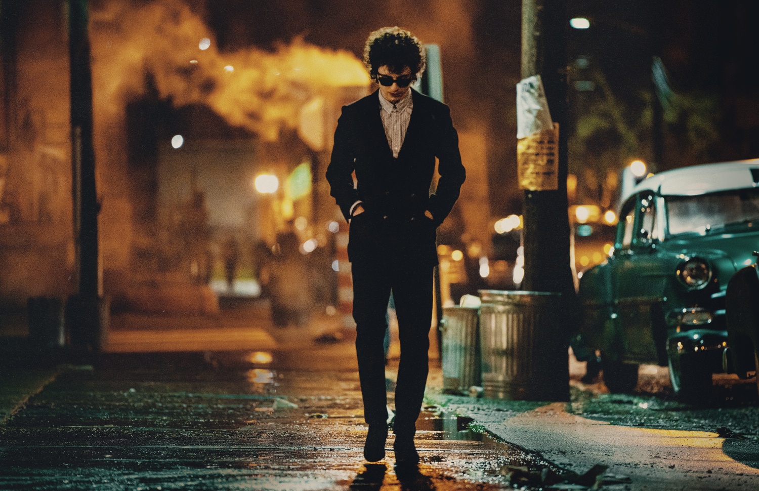 Timothée Chalamet as Bob Dylan in James Mangold's newest film "A Complete Unknown."