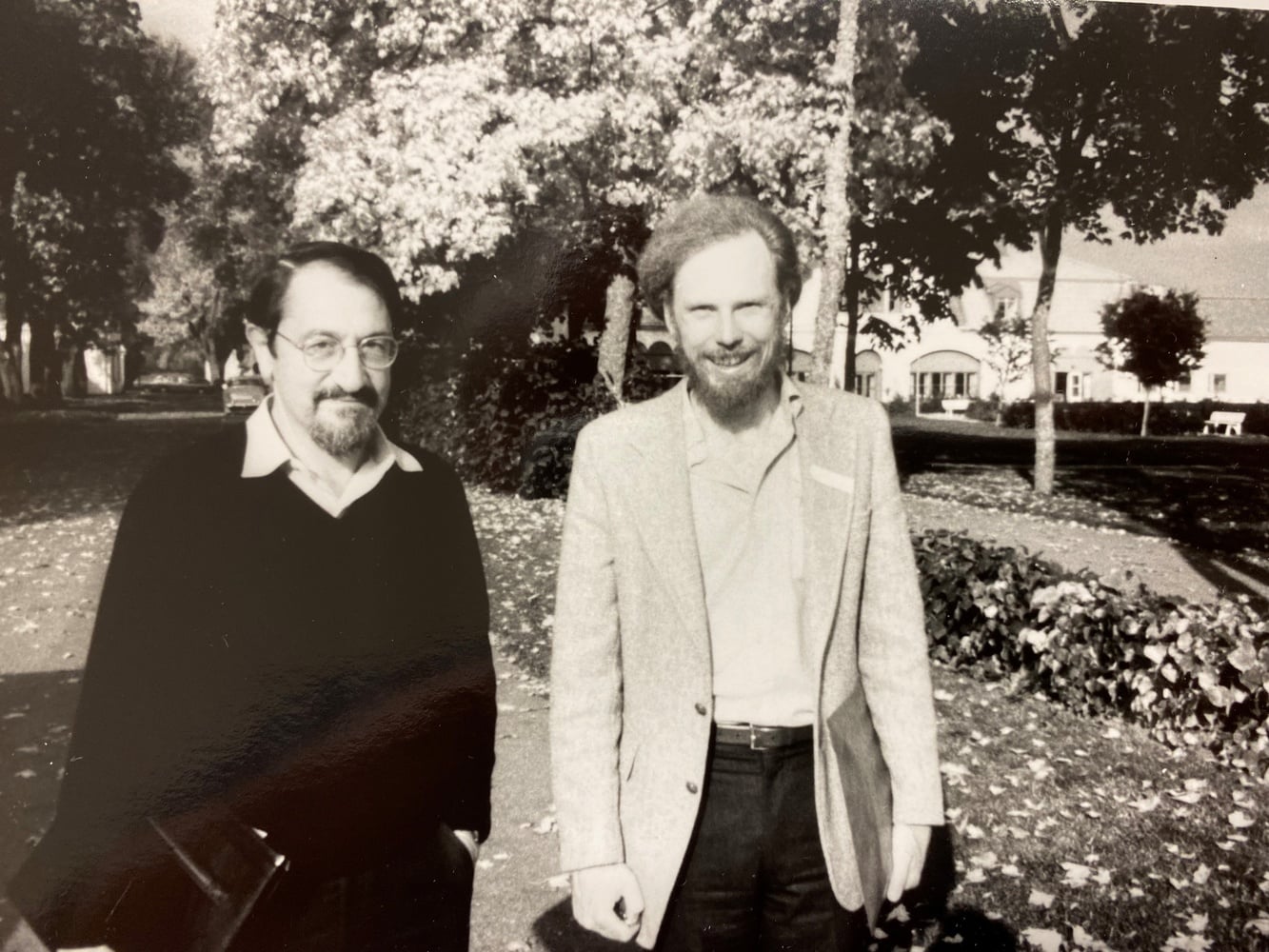 Martin Karplus, left, and J. Andrew McCammon at a meeting in Gysinge, Sweden, in October 1982.