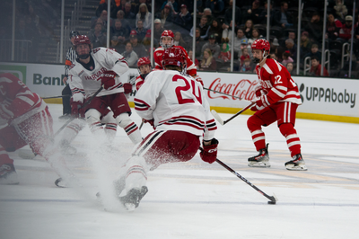 Cover image for Harvard Blown Out 7-1 in Beanpot Semis Against No. 10 Boston University After Second Period Collapse