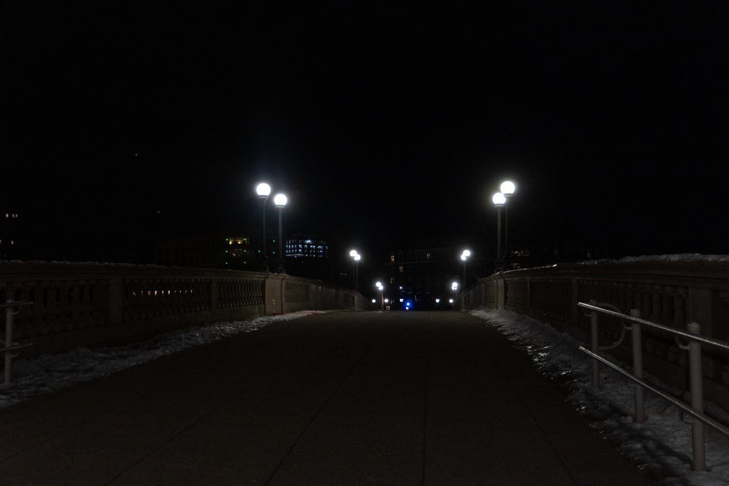 Police responded Thursday night to a large pool of red liquid on the John W. Weeks Memorial Bridge, near Dunster House.