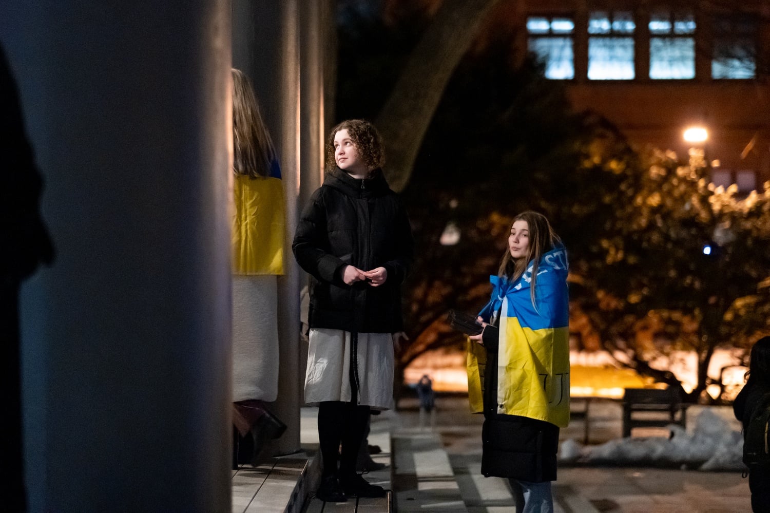 Harvard Undergraduate Ukraine Solidarity Group organized a vigil in support of Ukraine. The event was organized to mark the three year anniversary of Russia's invasion.