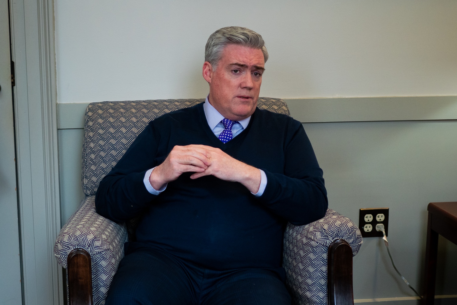 Harvard College Dean Thomas Dunne sits discussed diversity, equity, and inclusion initiatives at the College during a Tuesday interview with The Crimson.