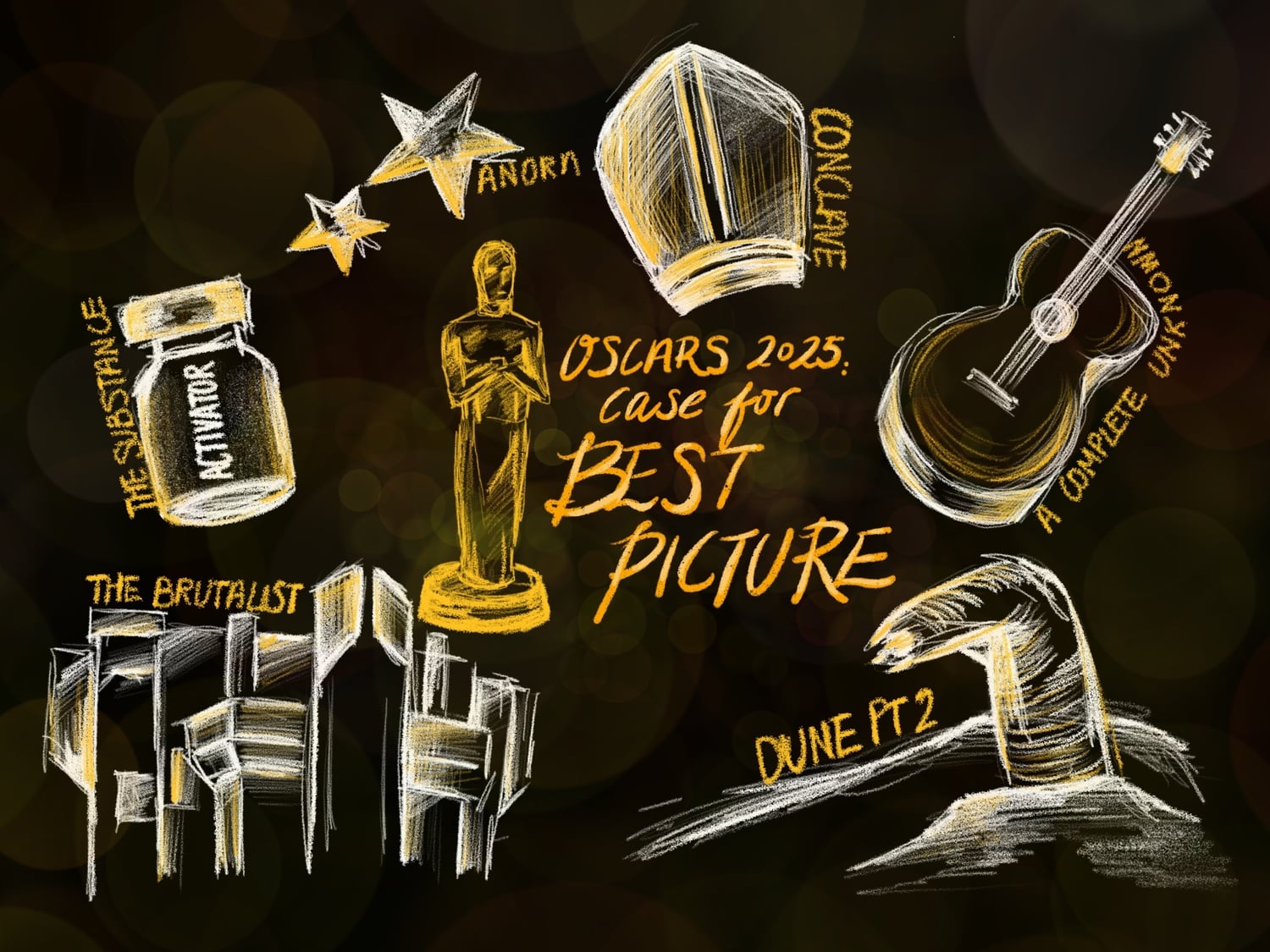 Design of The Crimson's Arts Board's 2025 predictions for Best Picture.