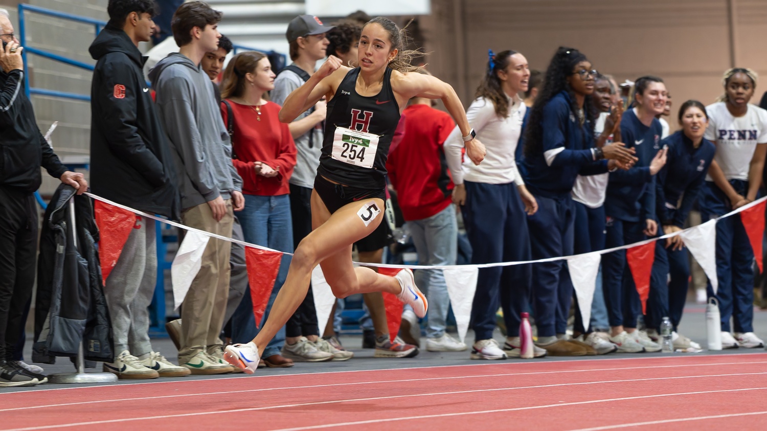 Senior Izzy Goudros races in the Indoor Ivy Championship. Over the weekend Goudros and Harvard competed in the Jim Click Shootout.
