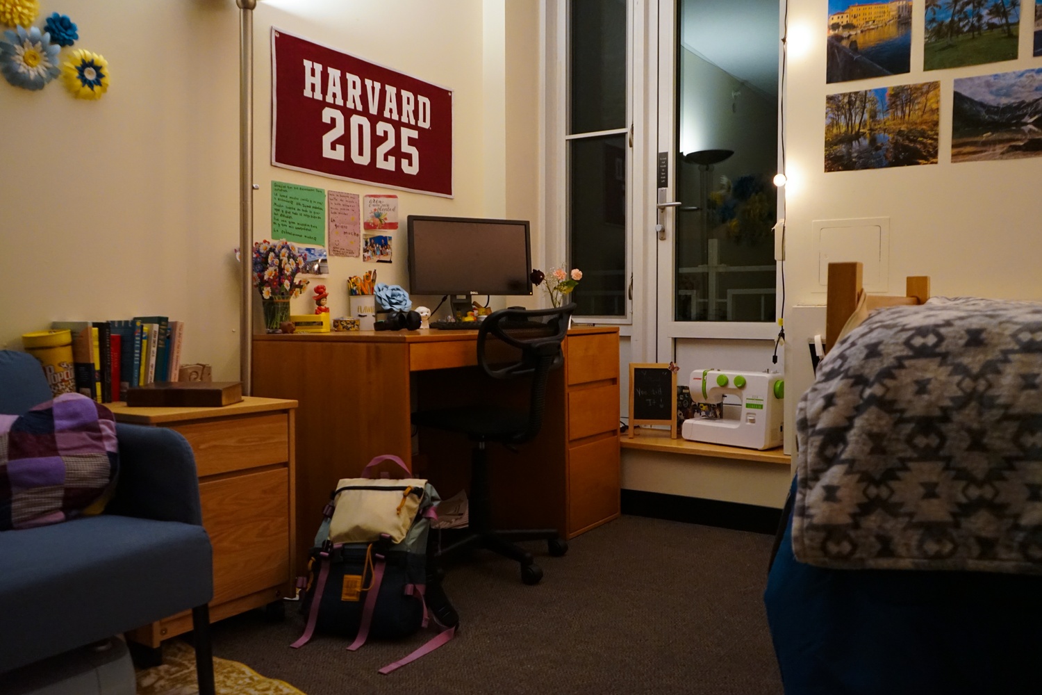 A senior's bedroom in Currier House.