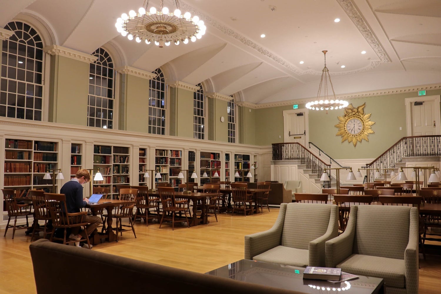 Winthrop House's beautiful library, located in Standish Hall.