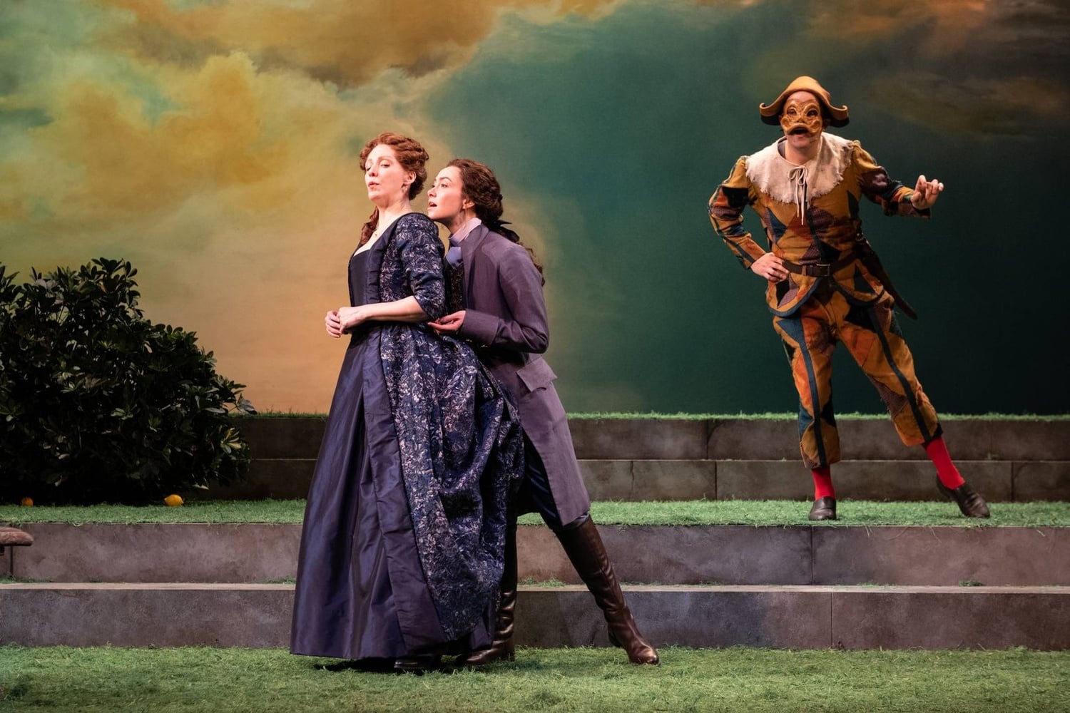 Marianna Bassham, Allison Altman, Vincent Randazzo in "The Triumph of Love."
