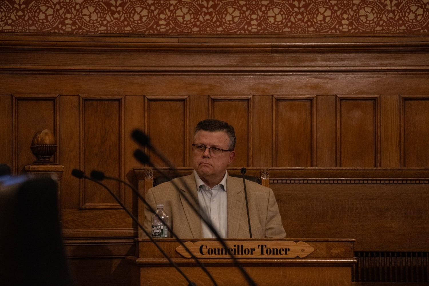 Cambridge City Councilor Paul F. Toner speaks at a March 24 Council meeting. He was stripped of five committee chairmanships after he was named as an alleged client of a high-end brothel.