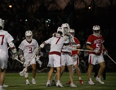 Cover image for Not Even a Question: No. 13 Harvard Men's Lacrosse Dominates No. 17 BU 16-7
