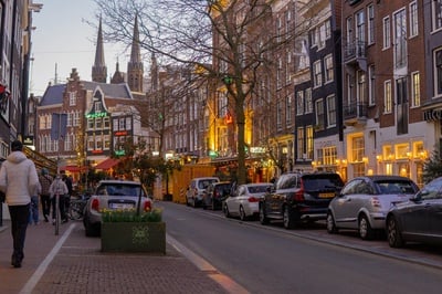 Cover image for Street in Amsterdam at twilight