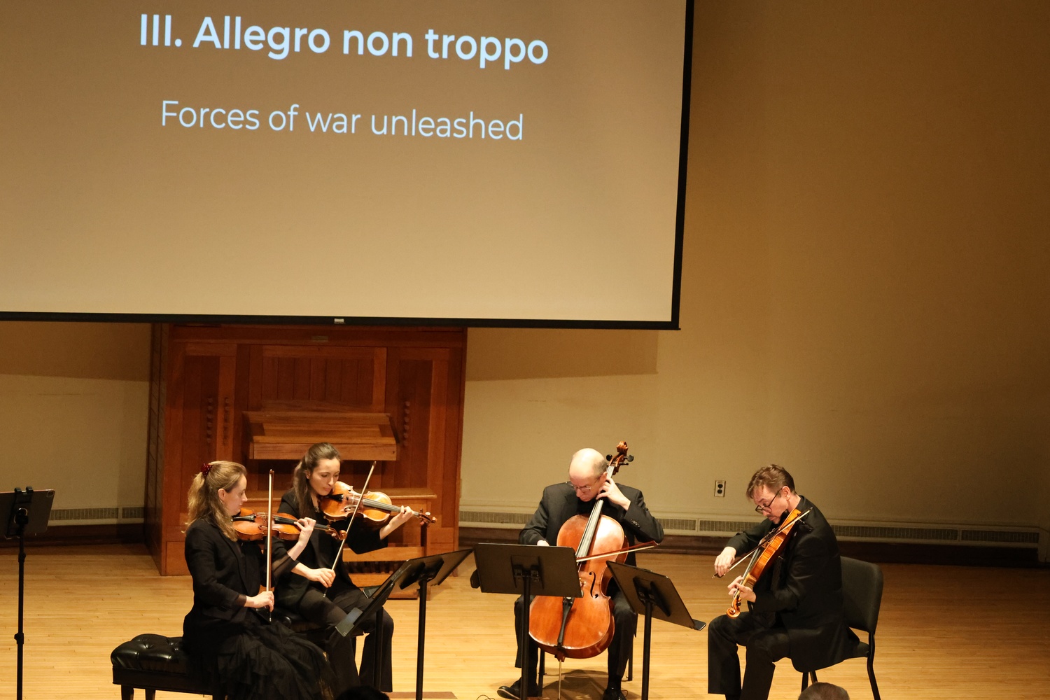 The Lydian Quartet played Shostakovich’s “String Quartet No.3 in F Major, Op. 73.”
