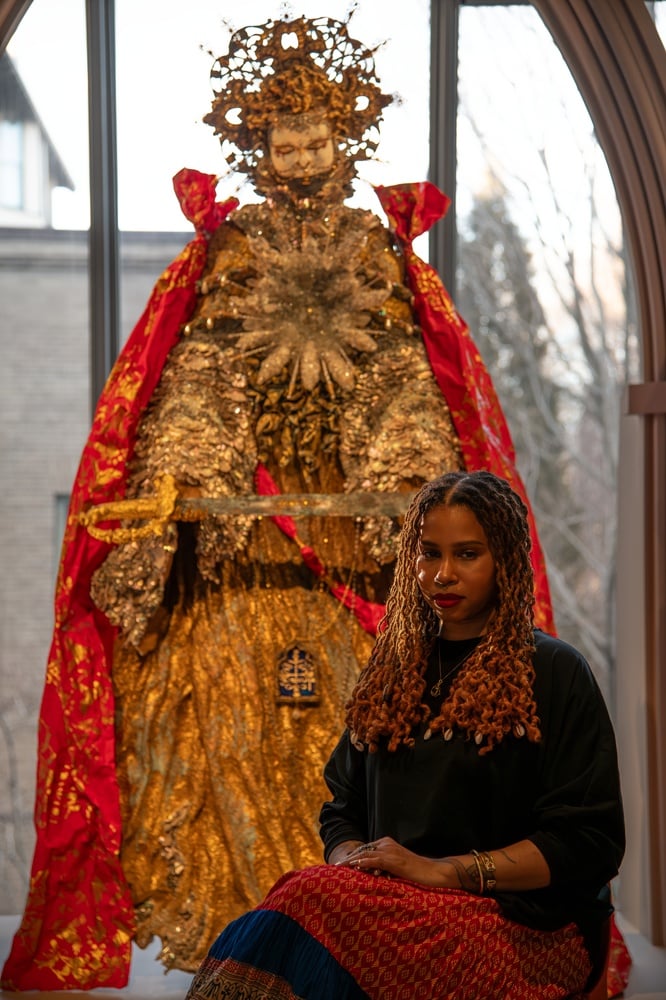 Fabiola Jean-Louis in the exhibition "Waters of
the Abyss: An Intersection of Spirit and
Freedom."