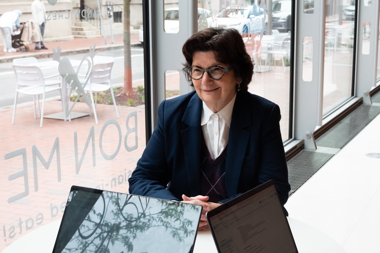Harvard Square Business Association executive director Denise A. Jillson sits for an interview in the Smith Campus Center. Years before she led the HSBA, Jillson was a leader in efforts to repeal rent control in Cambridge.