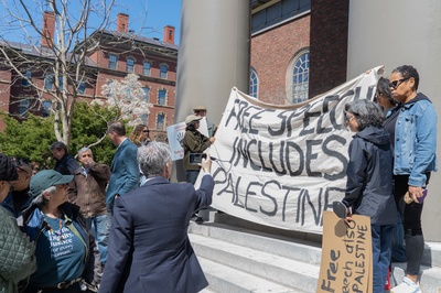 Cover image for Free Speech Includes Palestine Banner