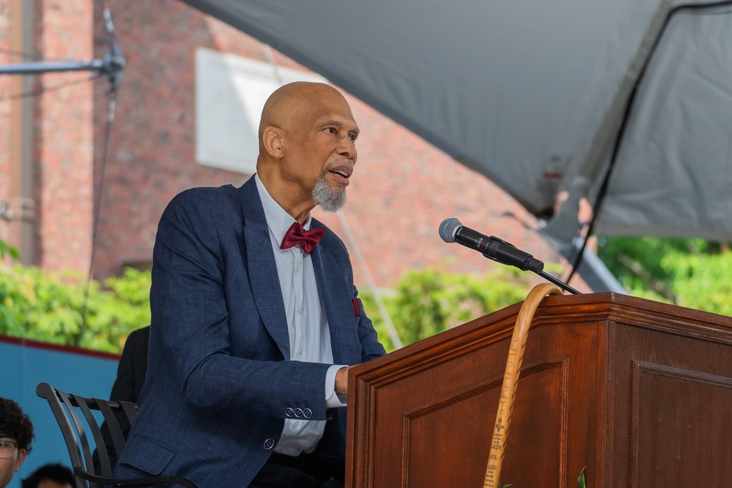 Kareem Abdul-Jabbar speaks at Harvard College Class Day.