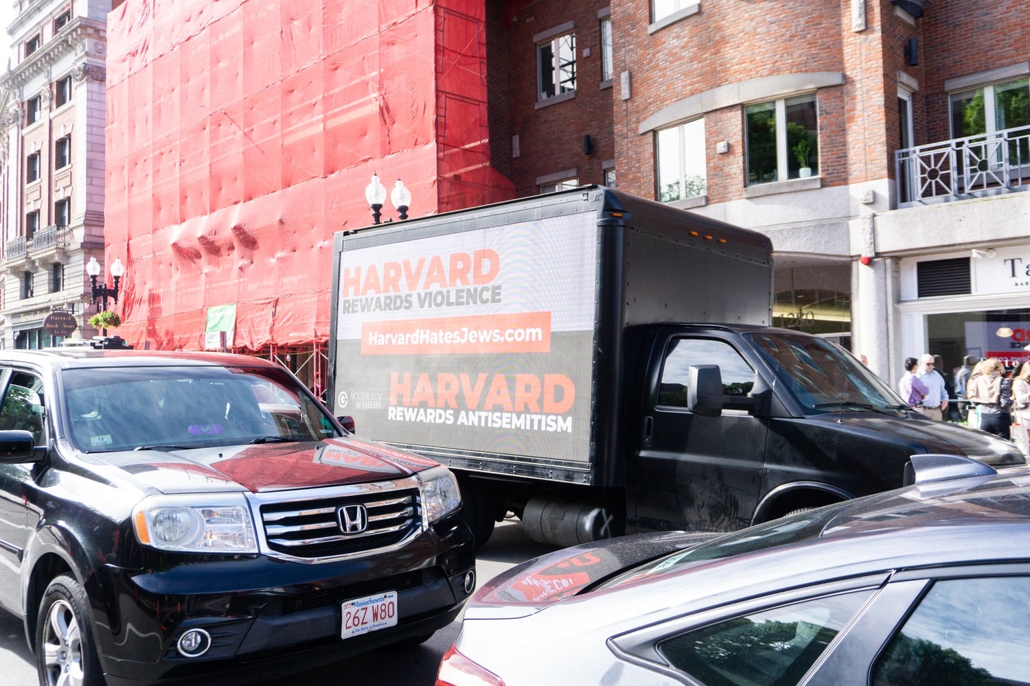 A doxxing truck was seen on Massachusetts Ave. during the Commencement celebrations.