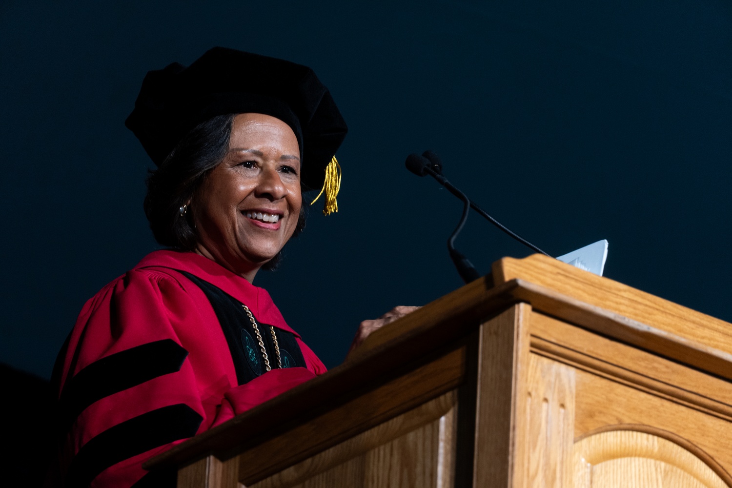 Wellesley College president  Paula A. Johnson ’80 was the keynote speaker at the 2025 Harvard Medical School and Harvard School of Dental Medicine Class Day.