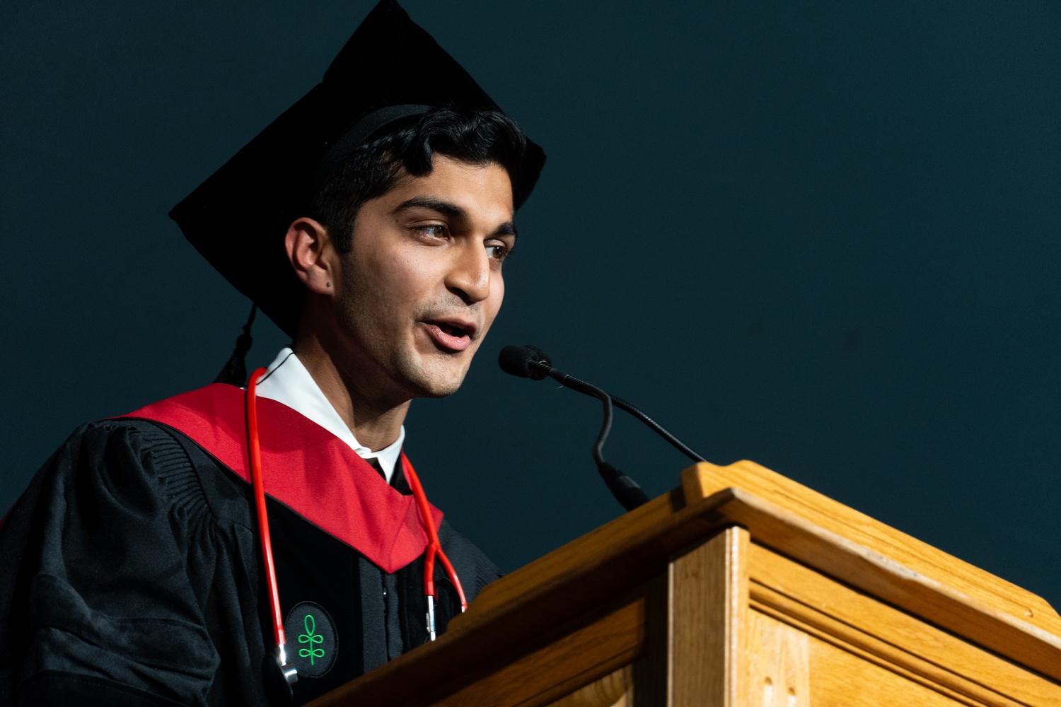 Kushal T. Kadakia, who received his M.D. from Harvard Medical School in 2025, spoke at the school’s Class Day gathering.