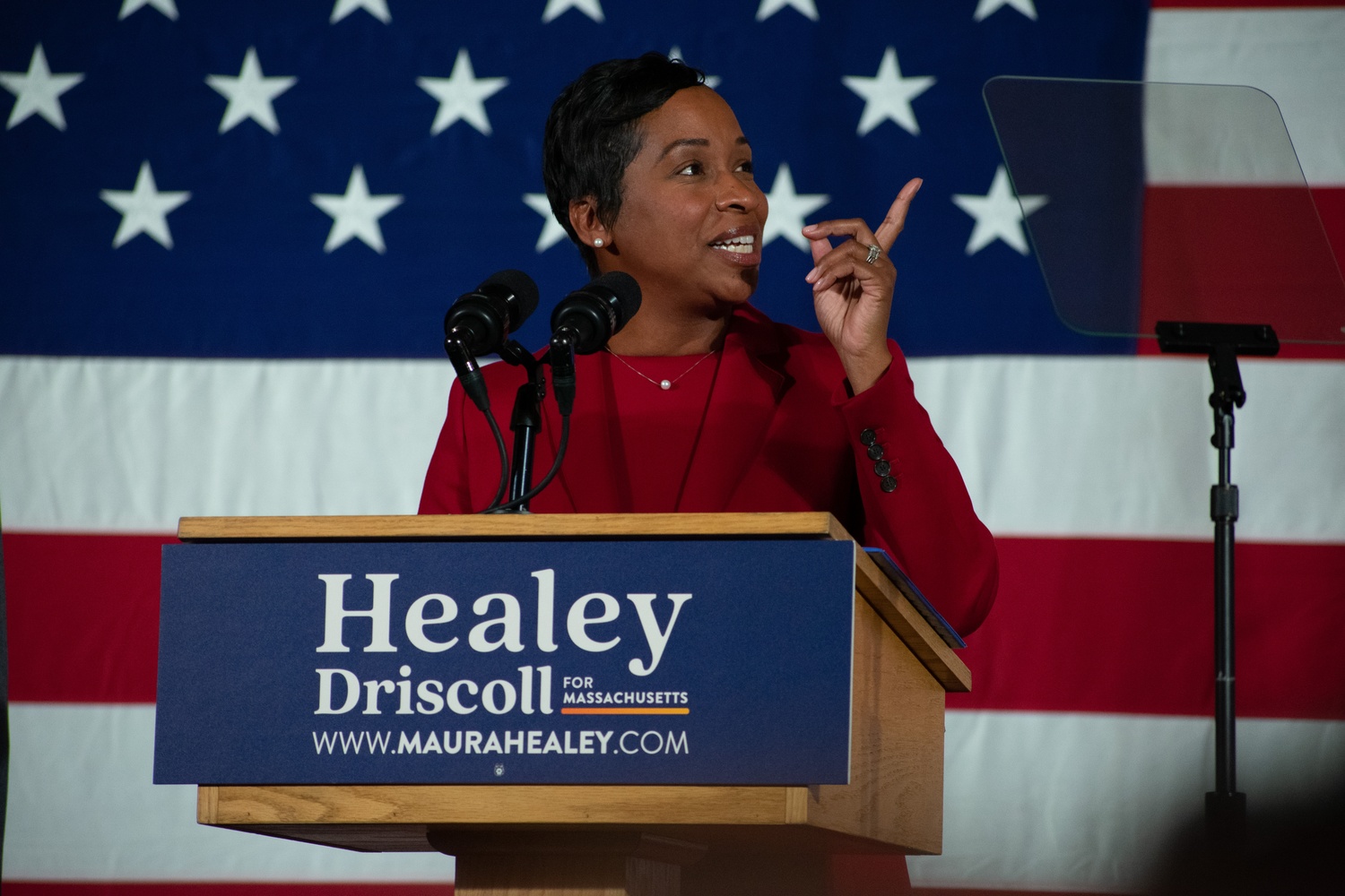 Massachusetts Attorney General Andrea J. Campbell speaks at a watch party held by the Massachusetts Democratic Party during the November 2022 elections.