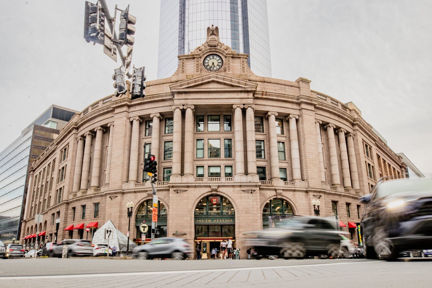 Vehicles pass by South Station in Boston. Though the transit hub is owned by the Massachusetts Bay Transportation Authority, the Trump administration has suggested seizing control.