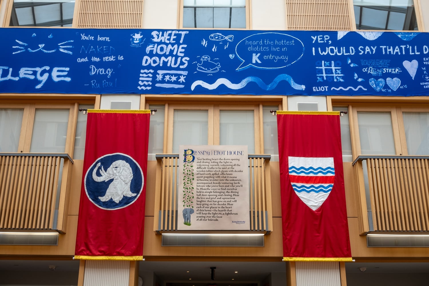New Eliot decorations in the dining hall of The Dome, previously known as The Inn.