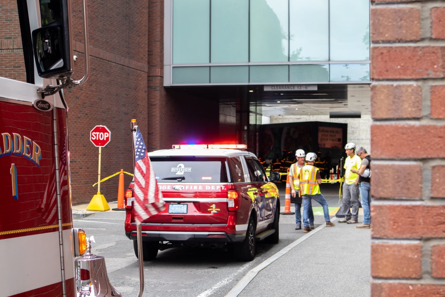 On Wednesday morning, a food delivery truck hit the corner of the Northwest Labs.