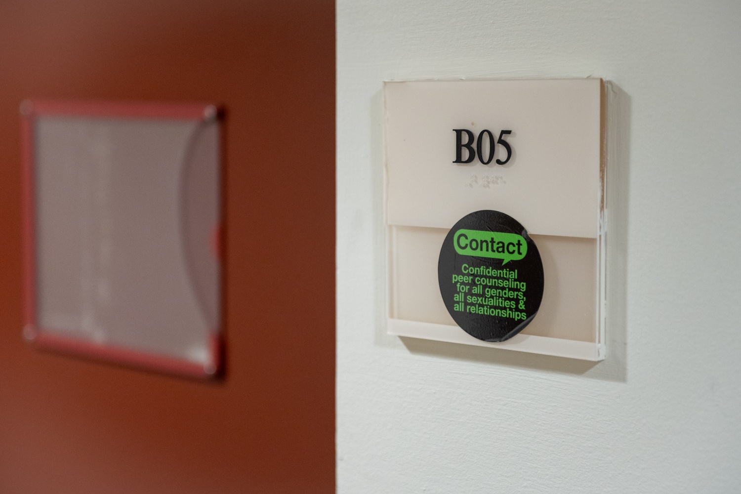 The Contact peer counseling group is located in the basement of Thayer Hall.