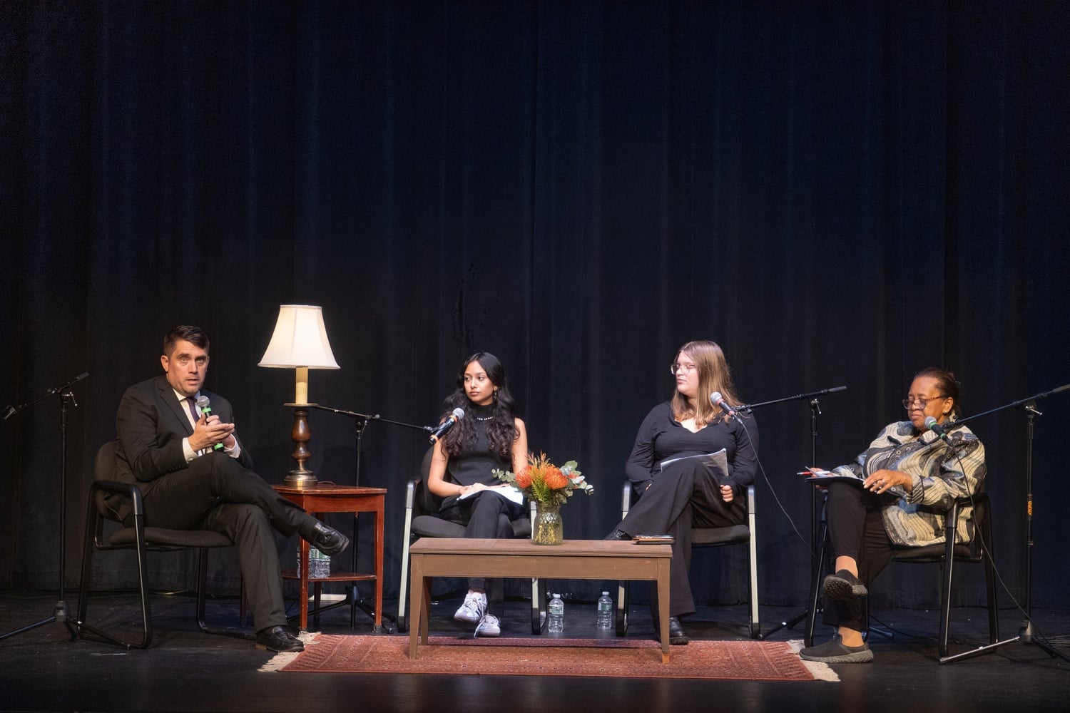 Interim superintendent and candidate David Murphy answers pre-submitted questions at a superintendent candidate forum Thursday evening at the Fitzgerald Theatre.