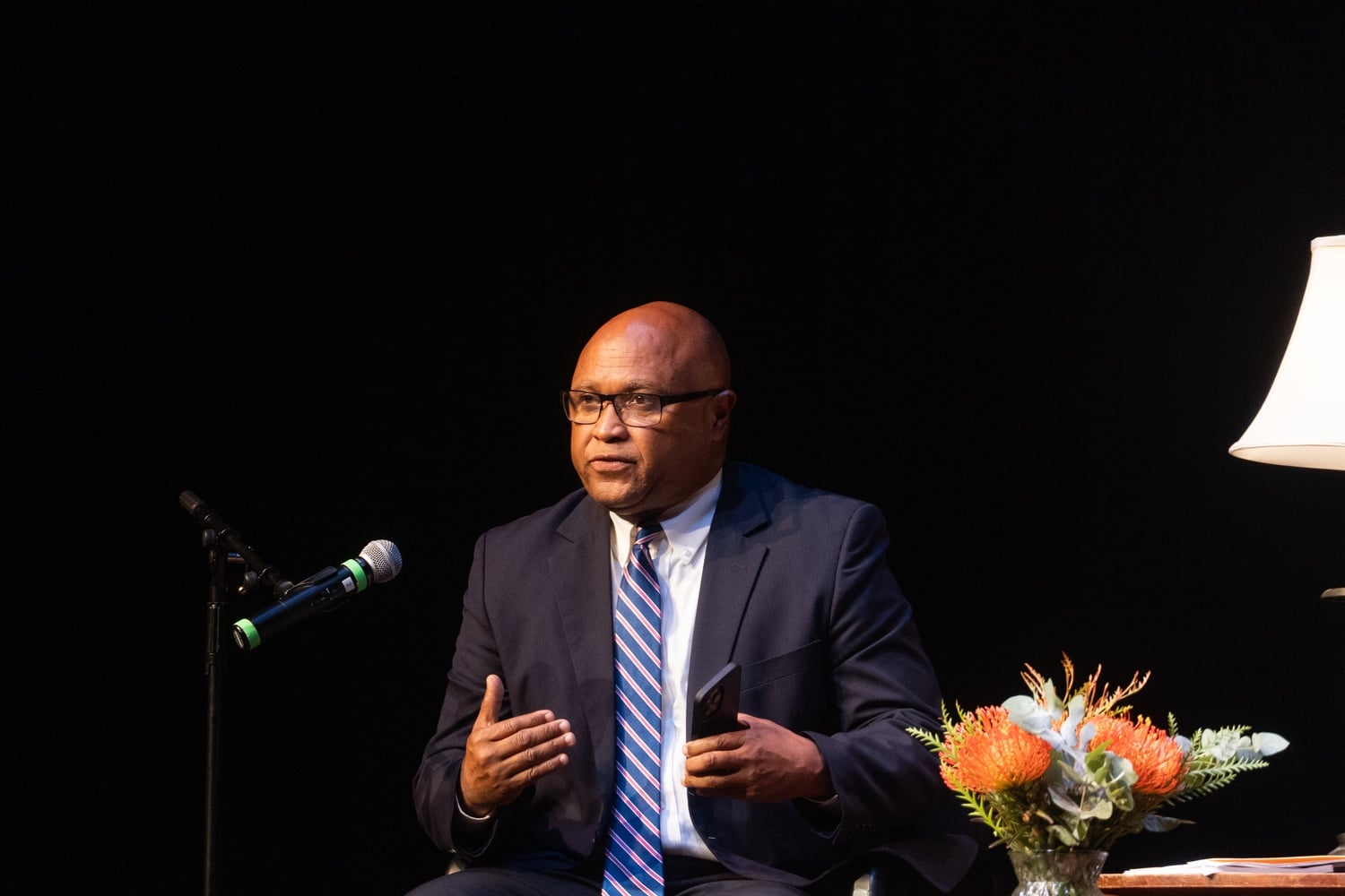 Cambridge superintendent finalist Lourenço Garcia at a forum last week.