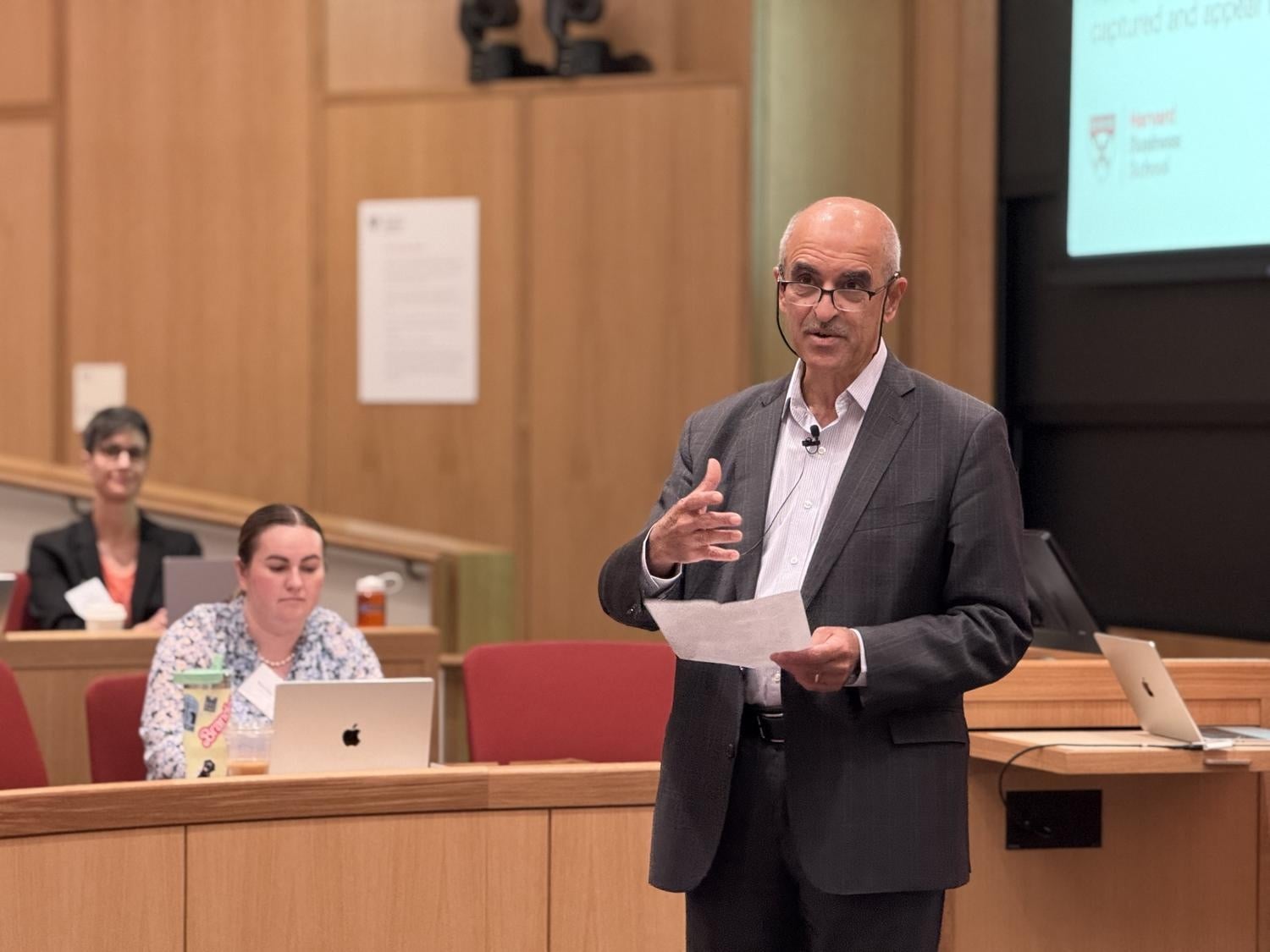 Harvard Business School Dean Srikant M. Datar discusses the school's use of artifical intelligence during a Boston AI Week event.