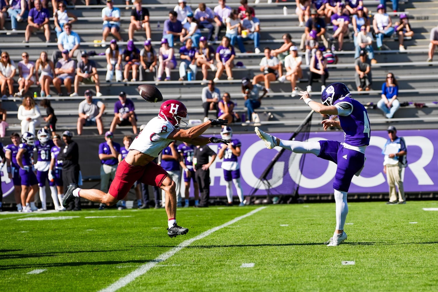 Junior defensive end Josh Fedd moments after blocking a Holy Cross punt.